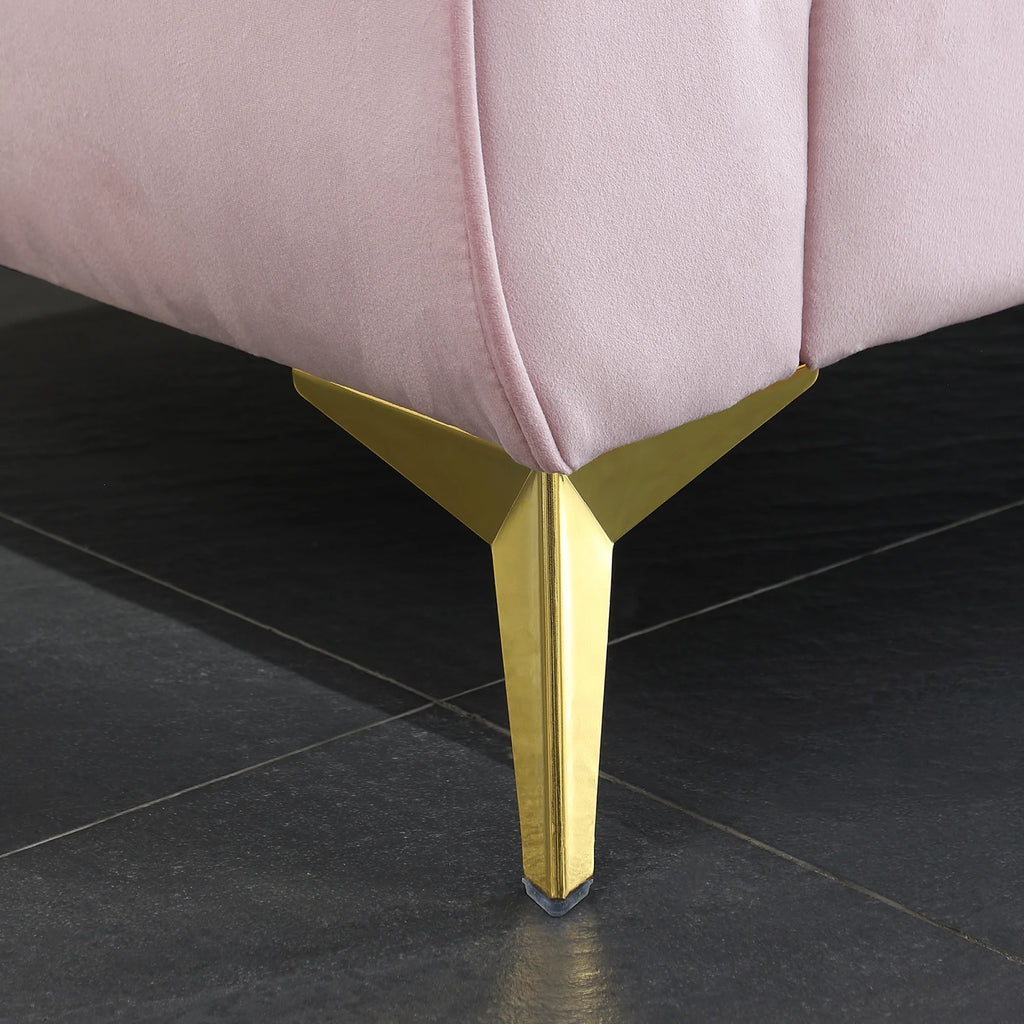 Pink Tufted Fabric Sofa with Scroll Arm R68190
