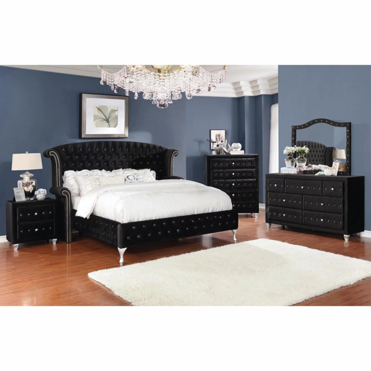 Gray Tufted Velvet Upholstered King Bed G893