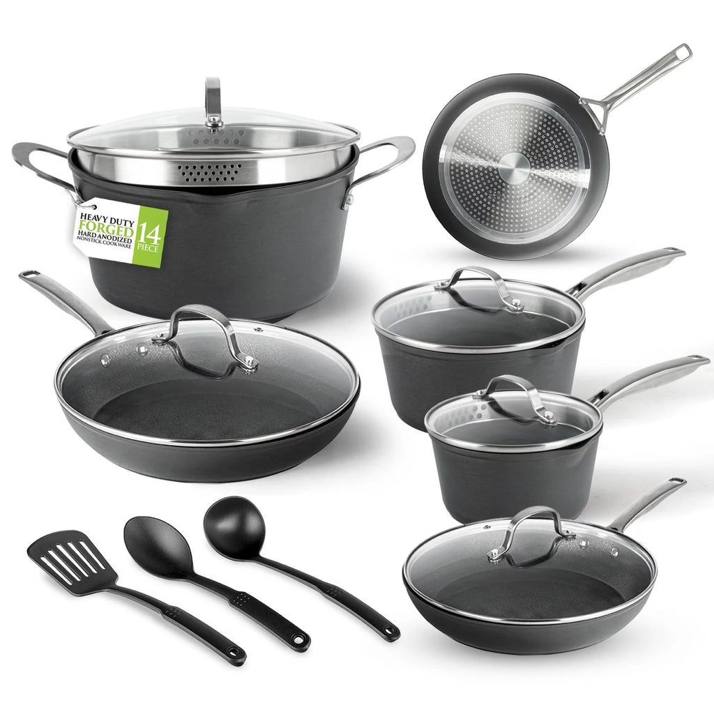 14pc Hard Anodized Cookware Set J778