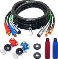 15 Ft Heavy Duty 7 Way ABS Electrical Cable and Rubber Air Line Hose Assemblies with Aluminum Glad Hands and Extension Handles N269