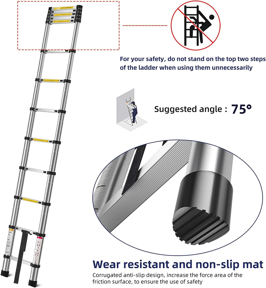 Telescoping Aluminum Extension Ladder, 330lbs Max Capacity C7341