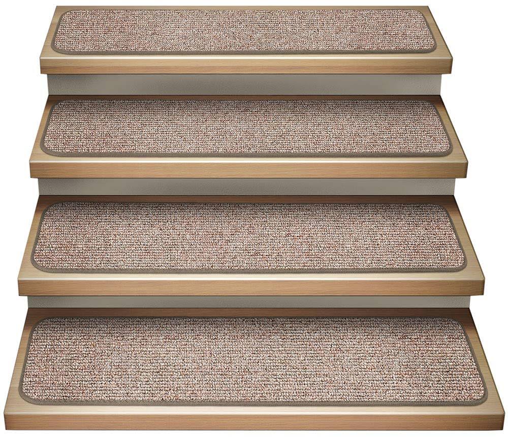 Set of 15 Attachable Carpet Stair Treads Pebble Beige 8 in. x 30 in. F30064