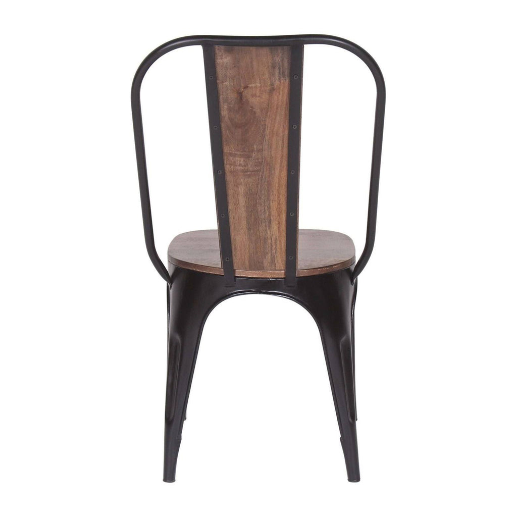 Industrial Iron Mango Wood Side Dining Chairs (Set of 2) Brown A5206