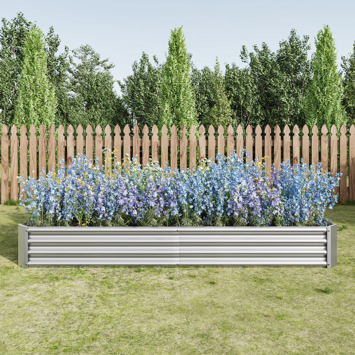Metal Raised Garden Bed Outdoor for Vegetables Flowers Herb U36090