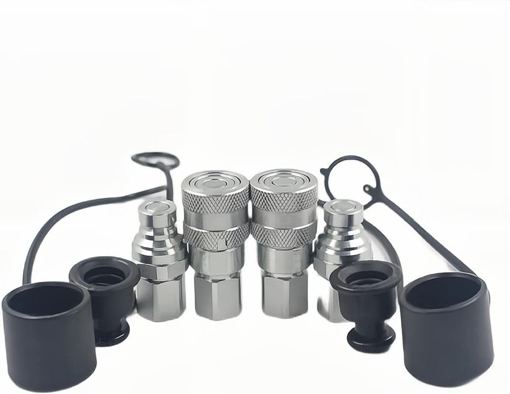 1/4 Flat Face Hydraulic Quick Connect Coupling Set with Black Dust Cap F8057