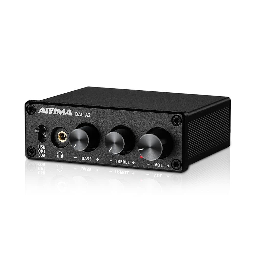 DAC-A2 Headphone Amplifier DAC with Bass Treble Controls Digital to Analog Audio Converter 5V 24Bit 192kHz Y293642