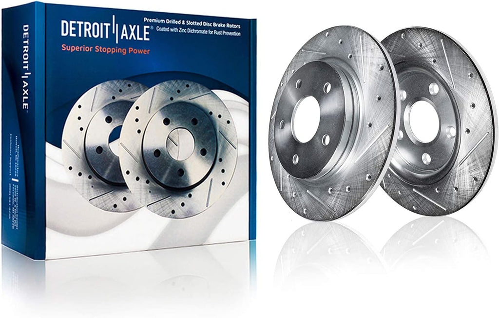 Front and Rear Drilled & Slotted Disc Brake Rotors 4pc Set Q213066