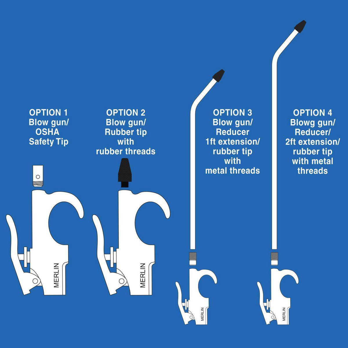 Air Blow Gun with Extensions, 5-Piece V504