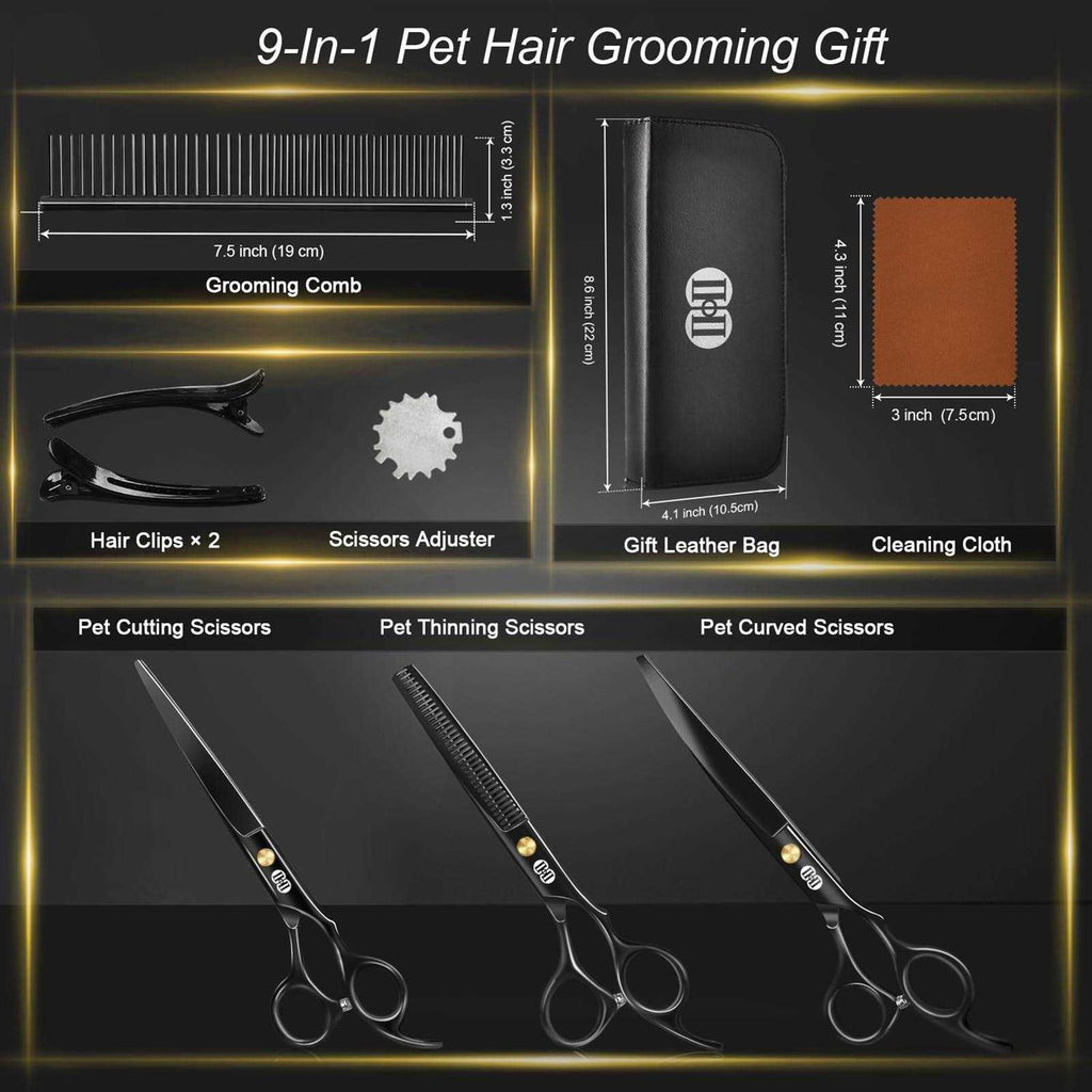7 Inch Dog Grooming Scissors Kit with Curved Scissors Z67481