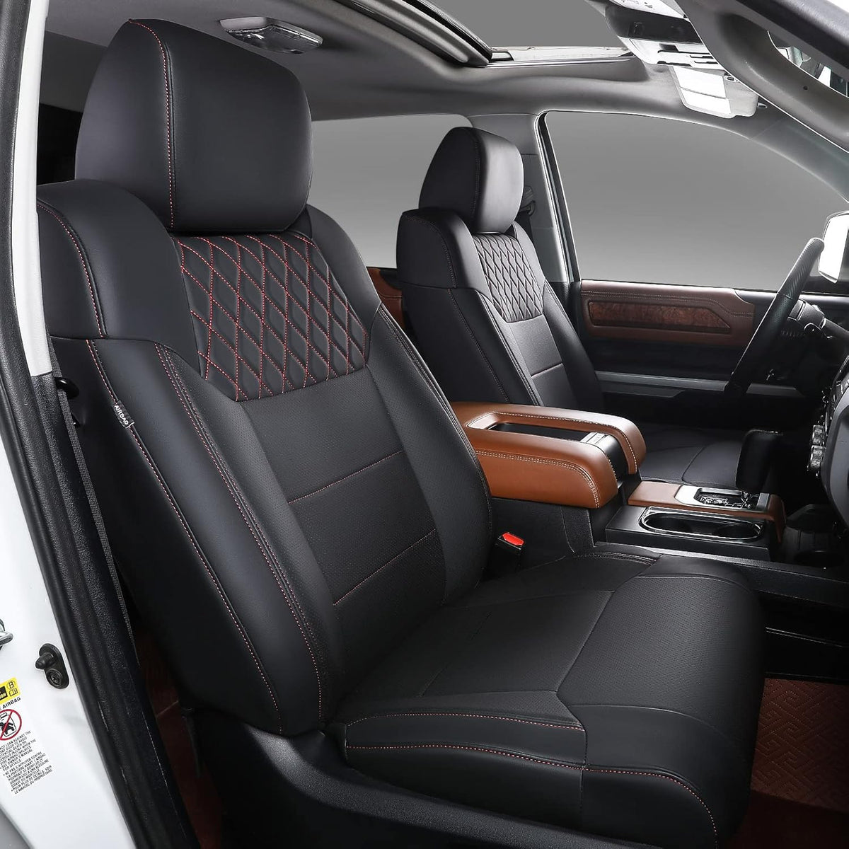 Black Red Car Seat Covers Full Set Q9652