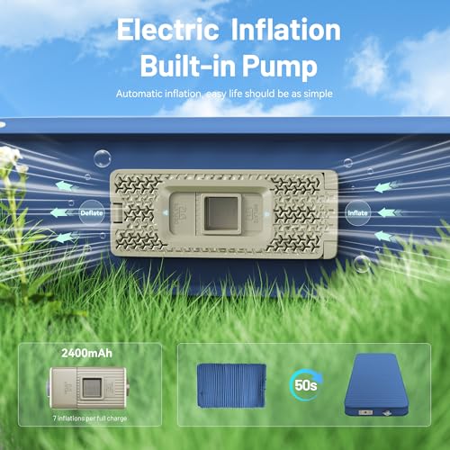 Self Inflating 4" Memory Foam Camping Pad with Built-in Electric Pump N4714