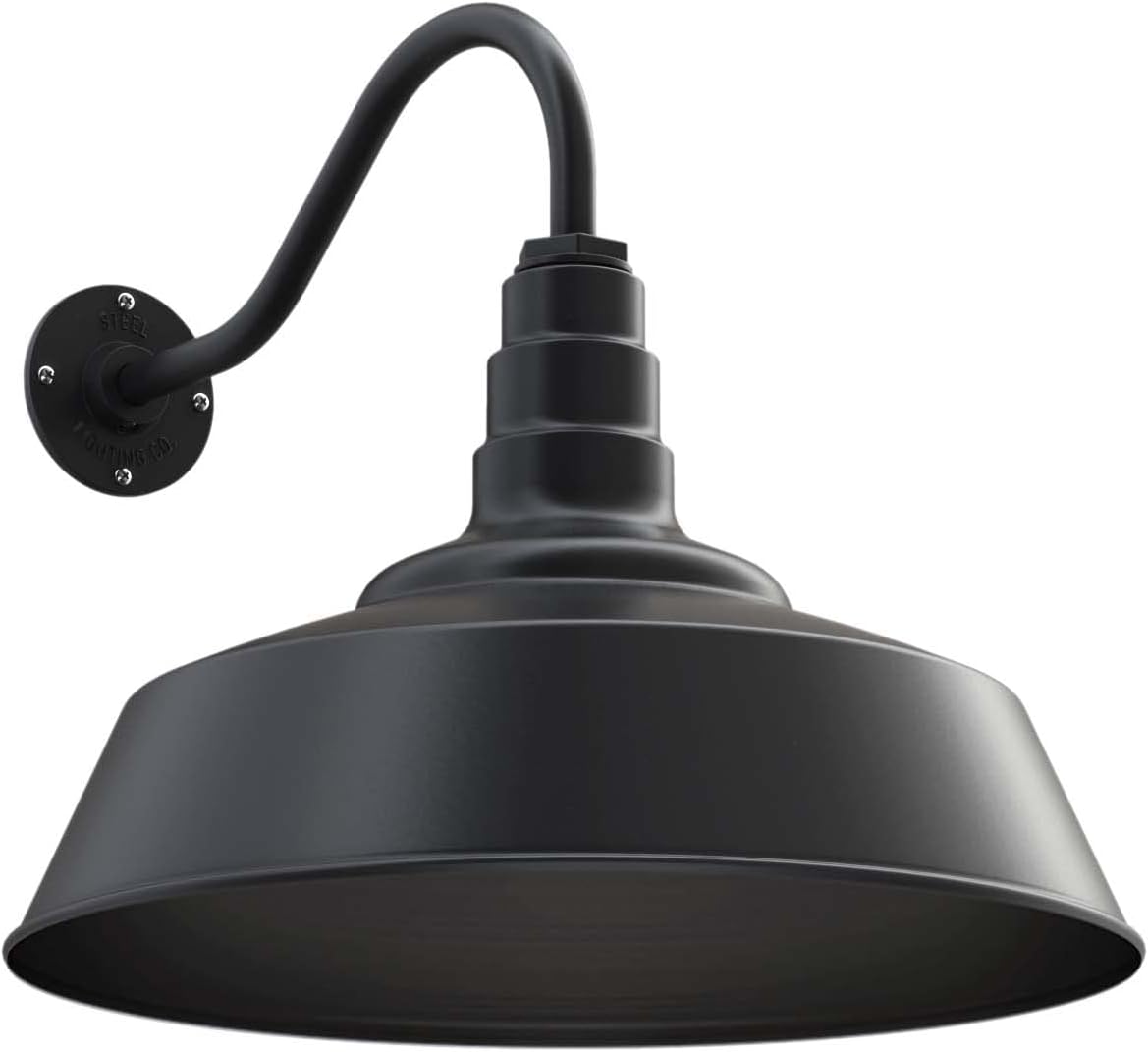 Gooseneck Barn Light Matte Black with Brass Interior X40825