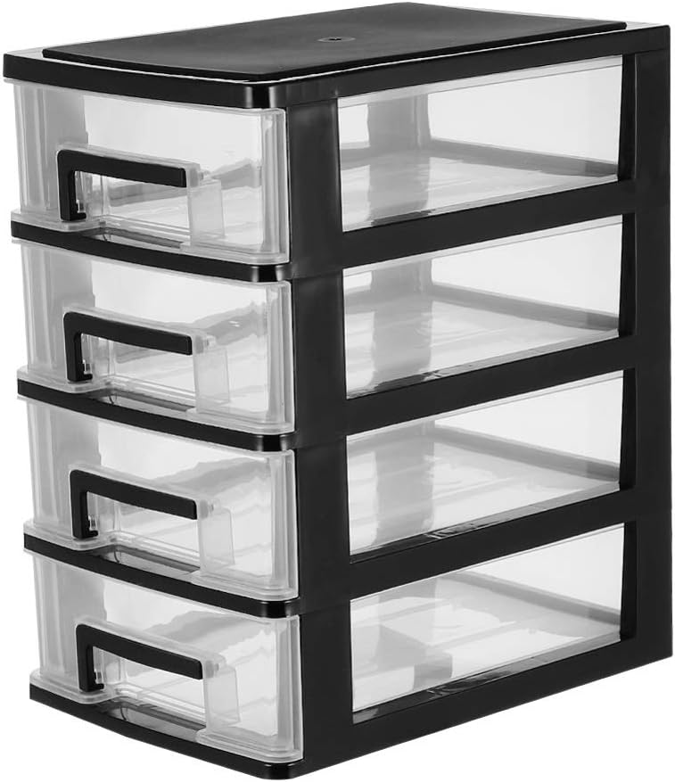 Black and Transparent 4 Layer Plastic Drawer Cabinet I2144
