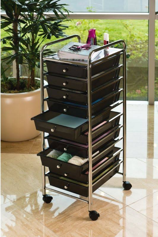10 Drawer Organizer Cart Black L50099