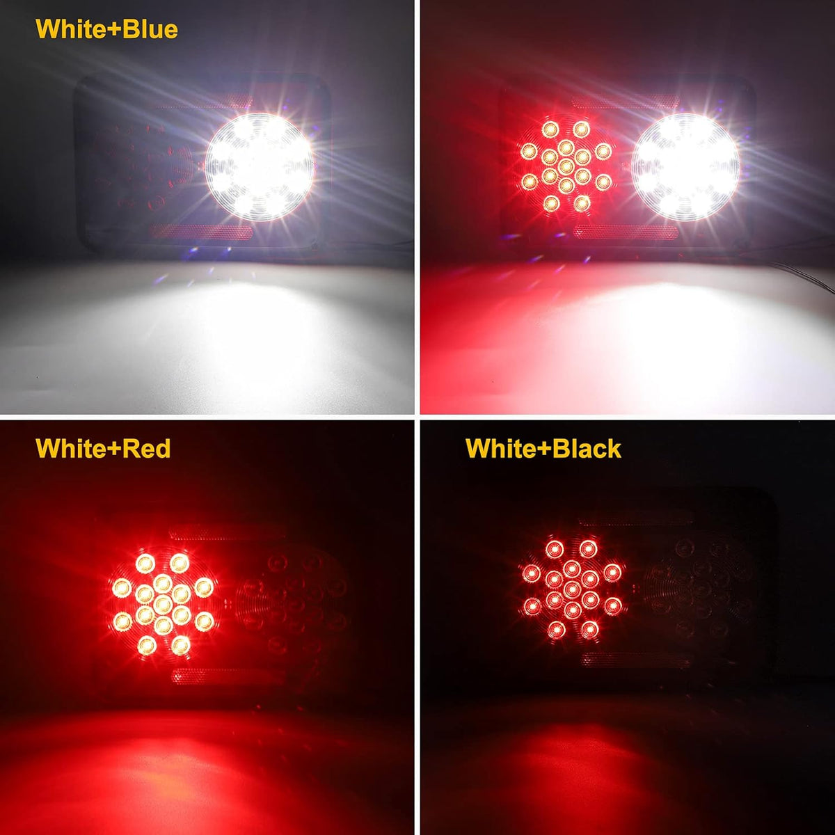 2Pcs Double Led Trailer Tail Lights with Stop Turn Tail Backup Reverse Lights M27926