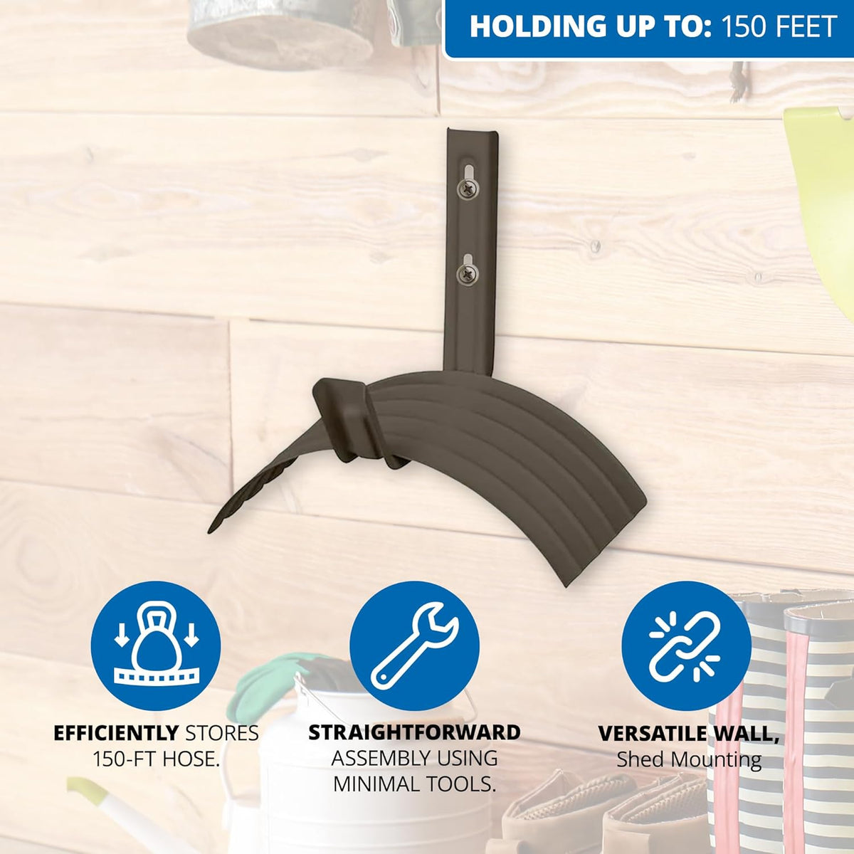 Metal Wall Mount Hose Hanger Brown X418702