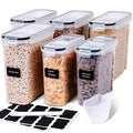 6 Piece Airtight Plastic Cereal Storage Containers with 16 Labels & Pen Z927100