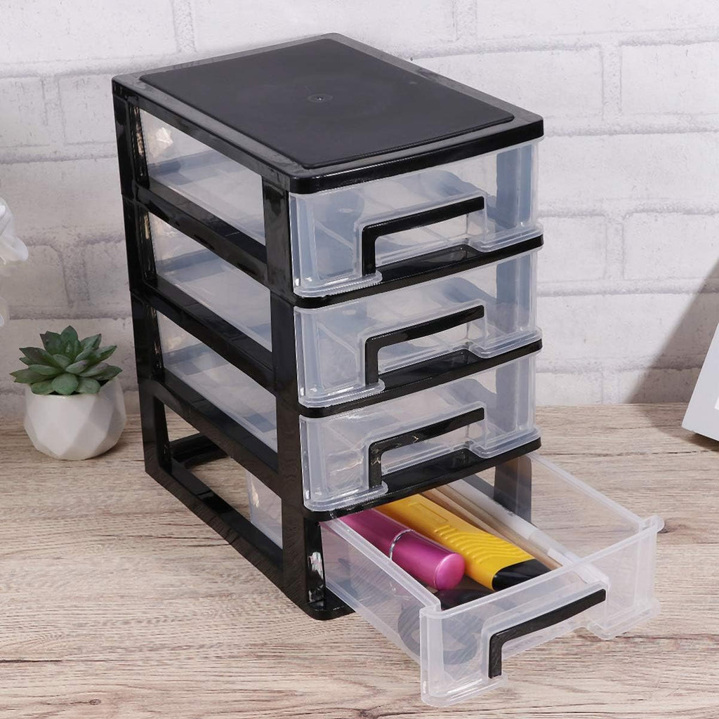 Black and Transparent 4 Layer Plastic Drawer Cabinet I2144