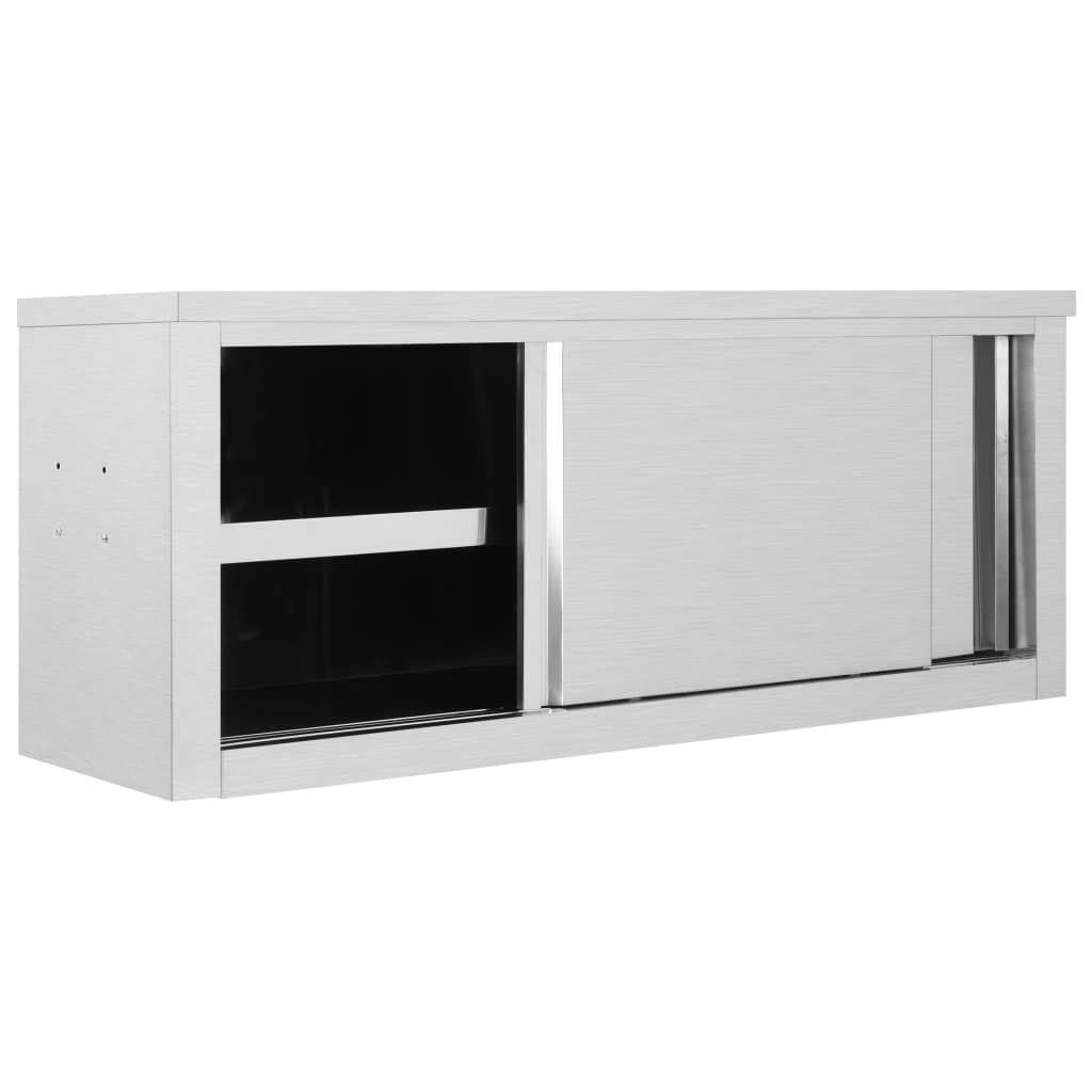Stainless Steel Kitchen Wall Cabinet with Sliding Doors P495