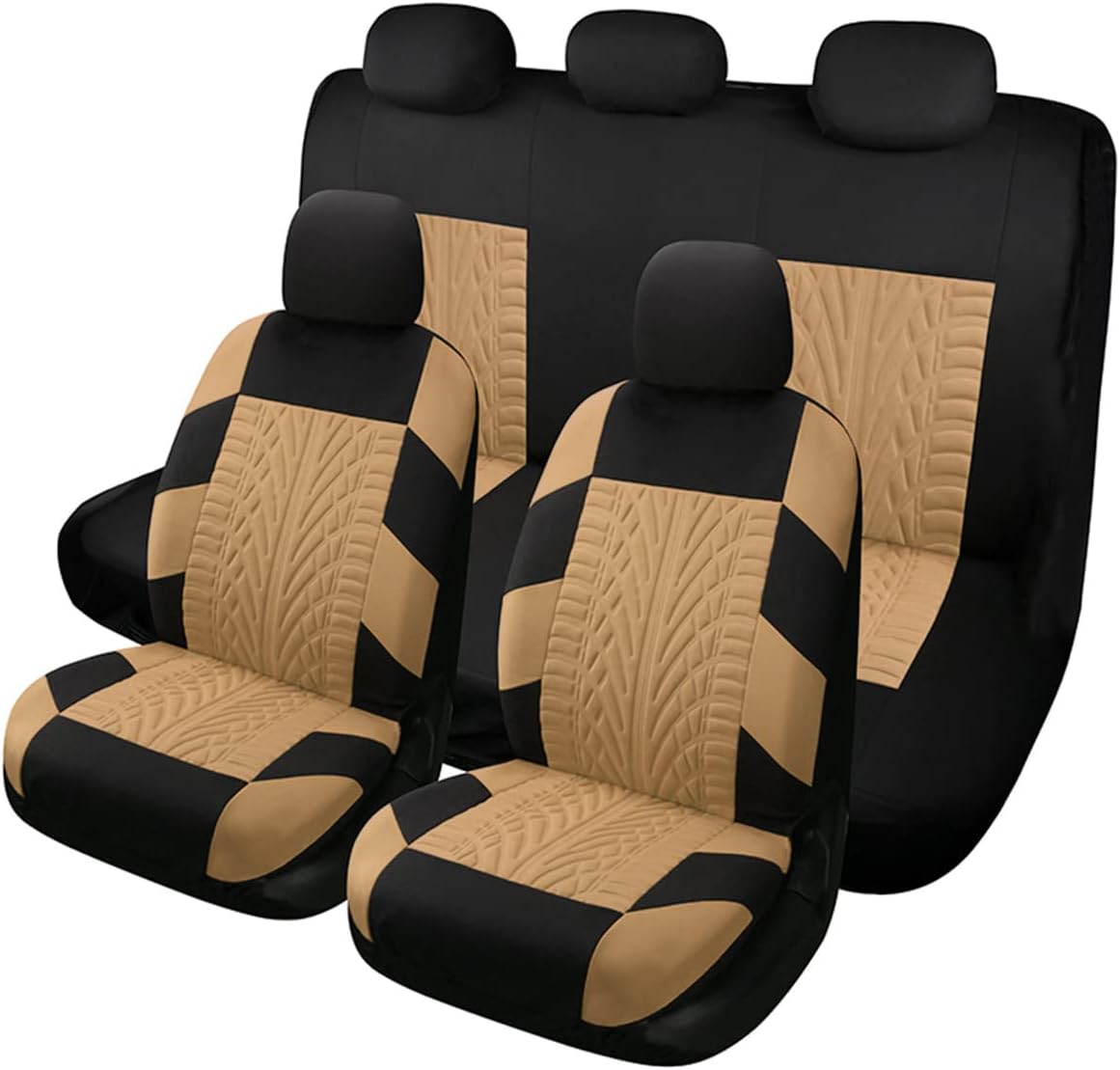 Black & Red Breathable Washable Universal Car Seat Covers Full Set W961486