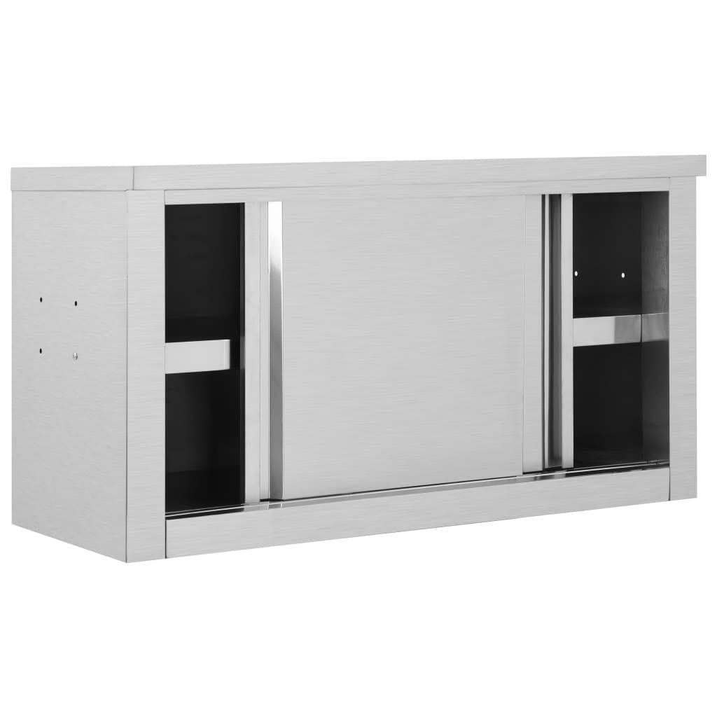 Stainless Steel Kitchen Wall Cabinet with Sliding Doors P495