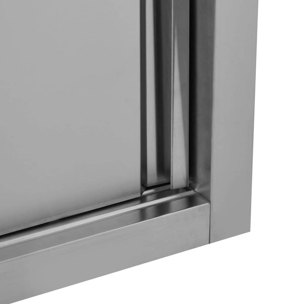 Stainless Steel Kitchen Wall Cabinet with Sliding Doors P495