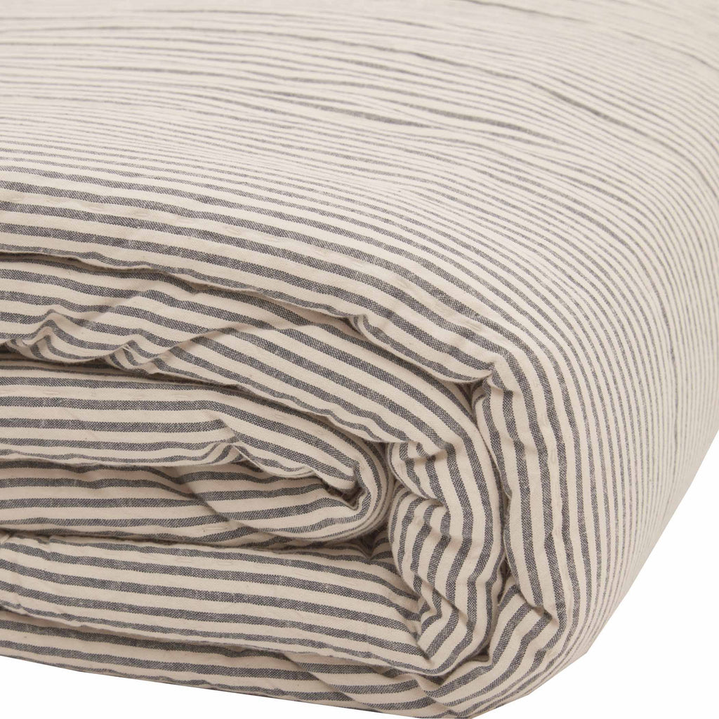 Blue Ticking Stripe Queen Quilt Coverlet U91668