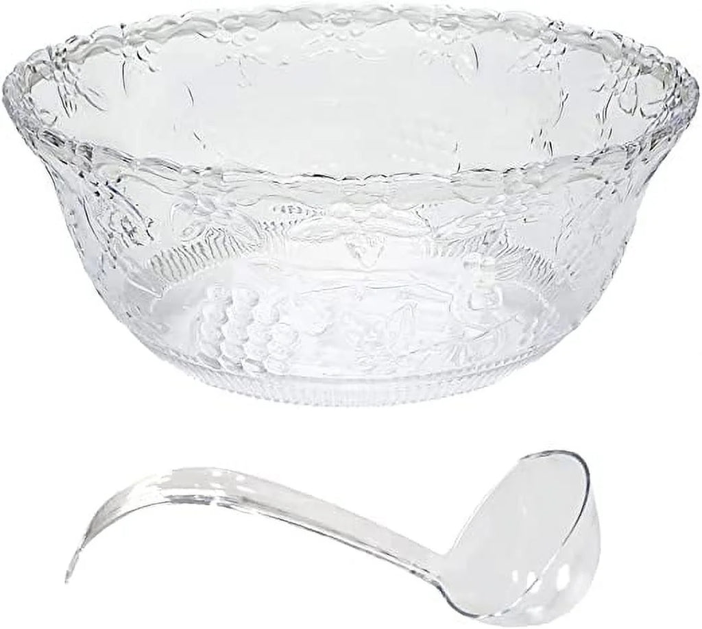 2 Gallon Clear Plastic Punch Bowl with Ladle T29878