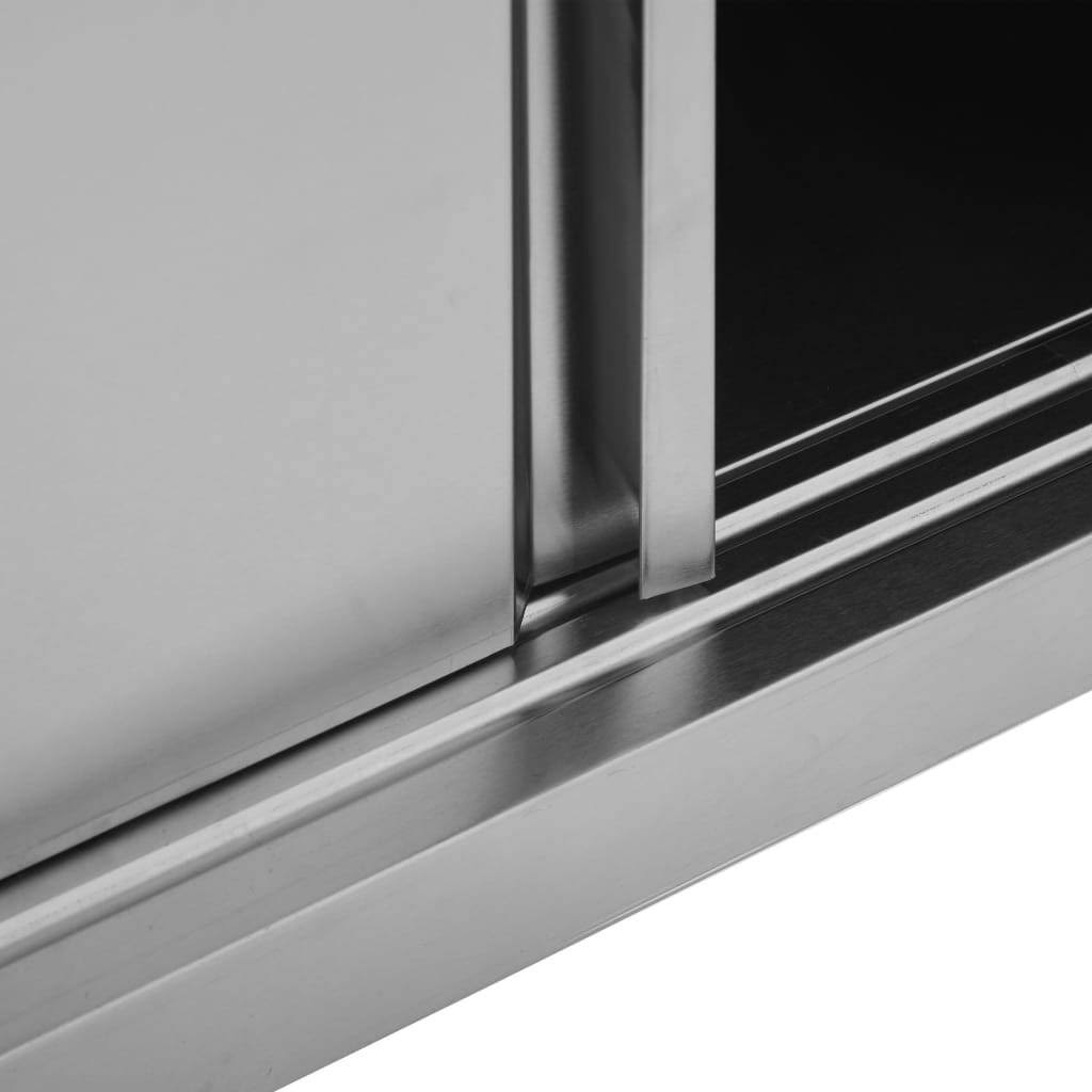 Stainless Steel Kitchen Wall Cabinet with Sliding Doors P495