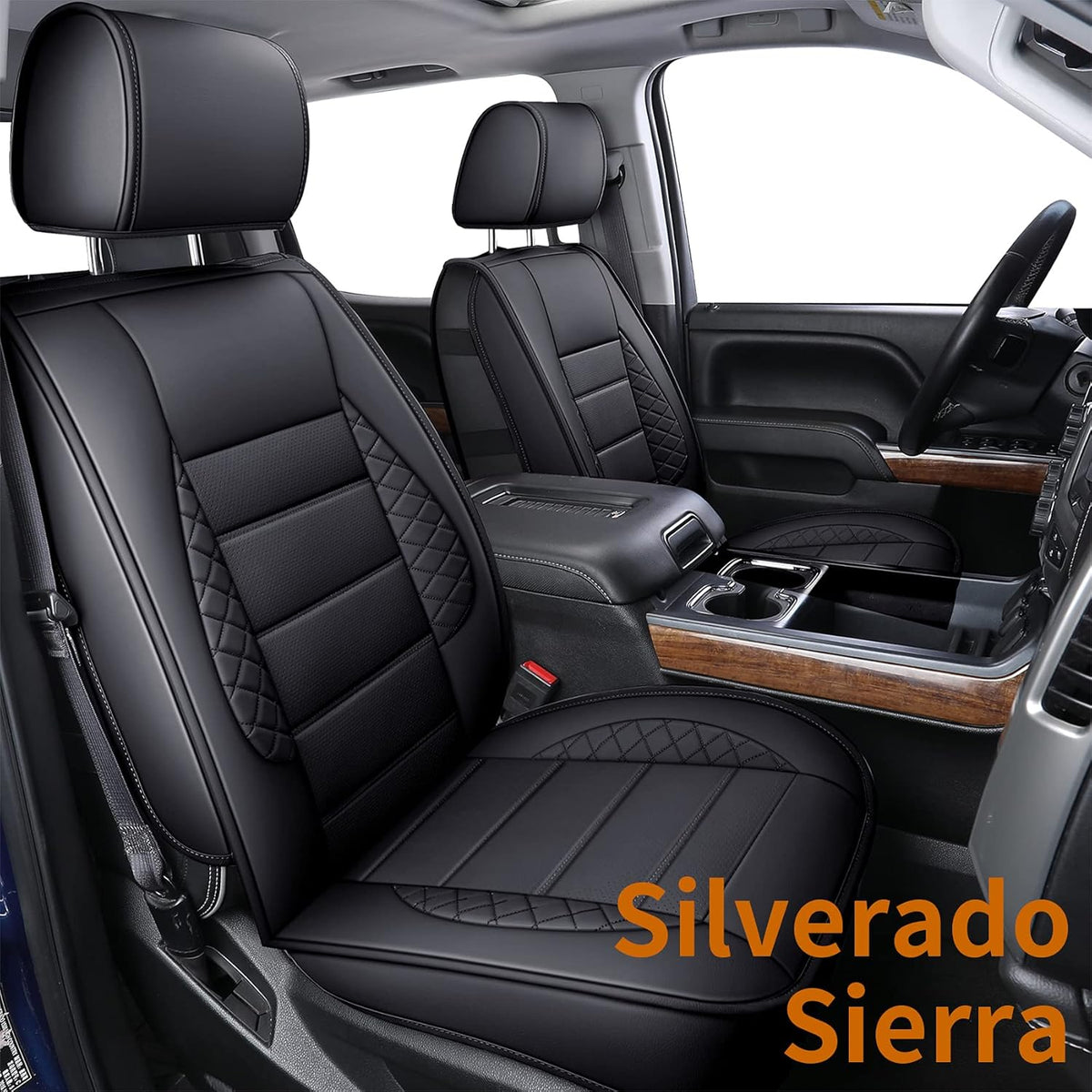 Black 2 pcs Water Proof Faux Leather Seat Covers L9007