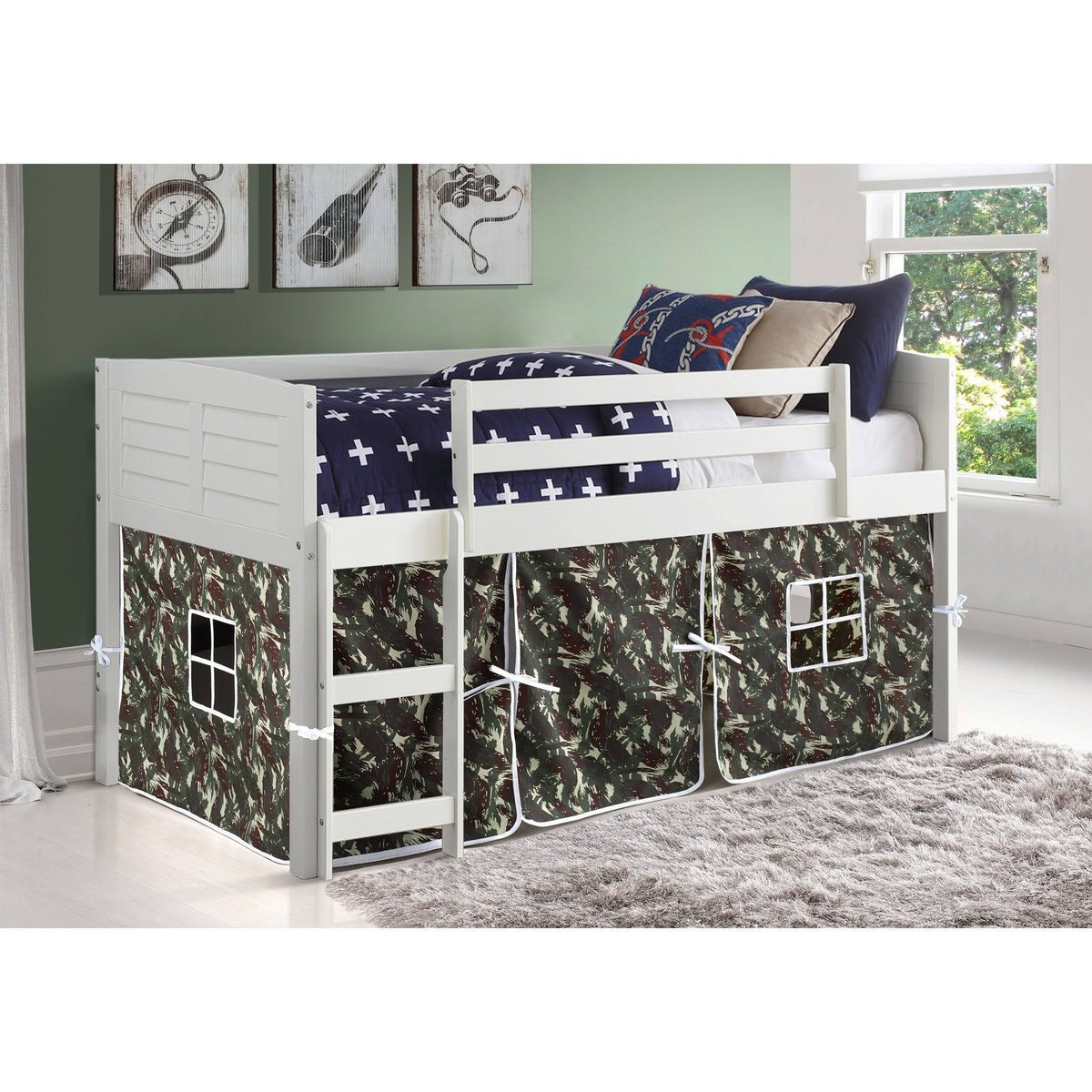 White Twin Tent Loft Bed I783
