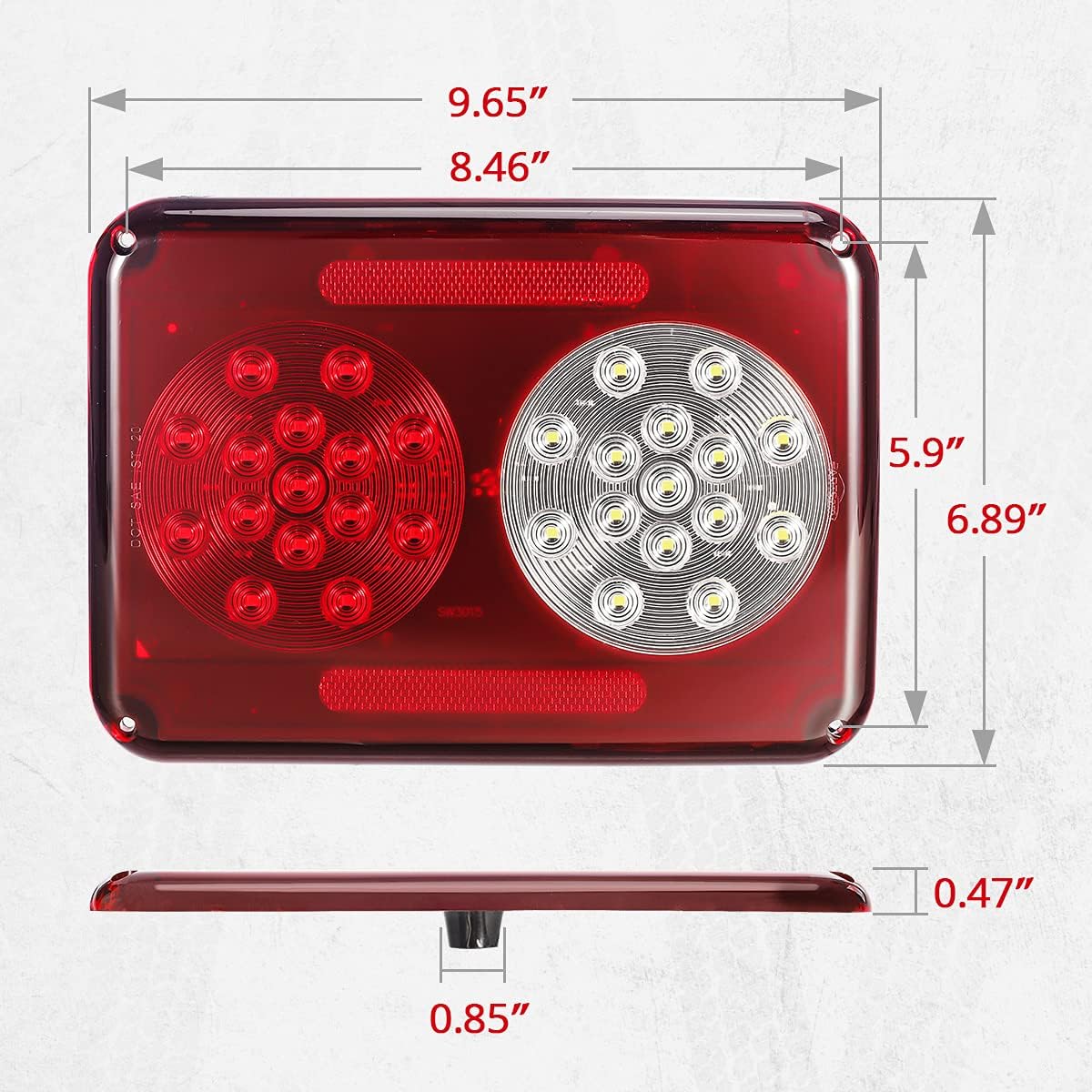 2Pcs Double Led Trailer Tail Lights with Stop Turn Tail Backup Reverse Lights M27926