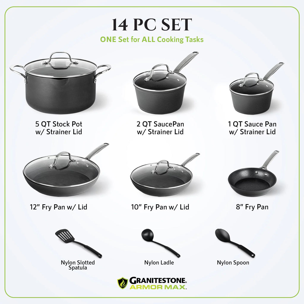 14pc Hard Anodized Cookware Set J778
