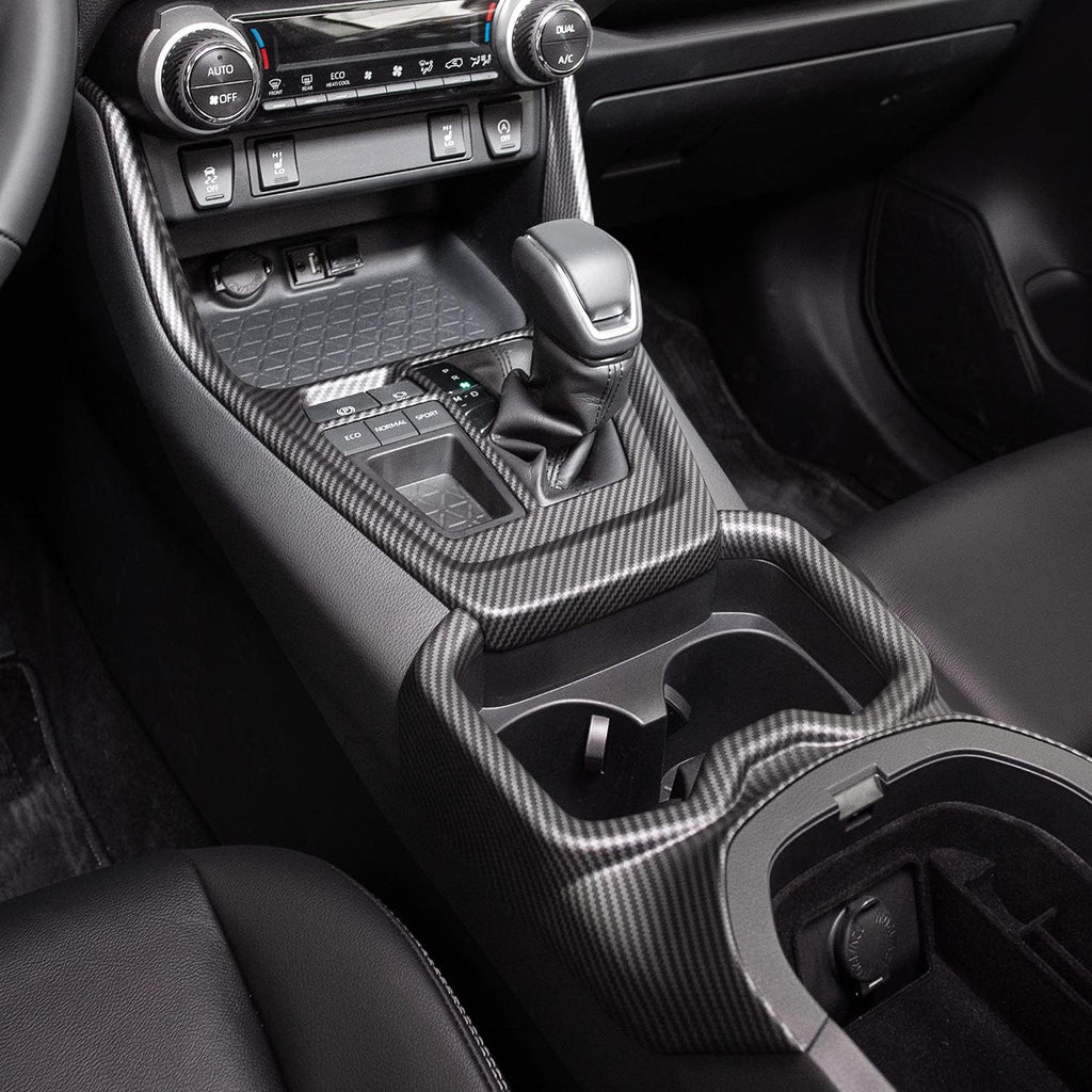 Carbon Fiber Gear Shift Box Panel Trim Cup Holder Cover O250368