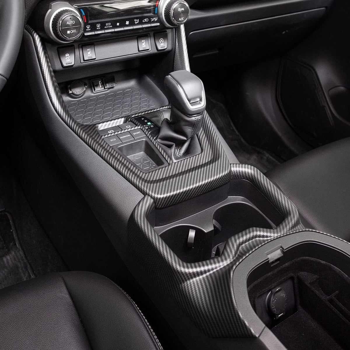 Carbon Fiber Gear Shift Box Panel Trim Cup Holder Cover O250368