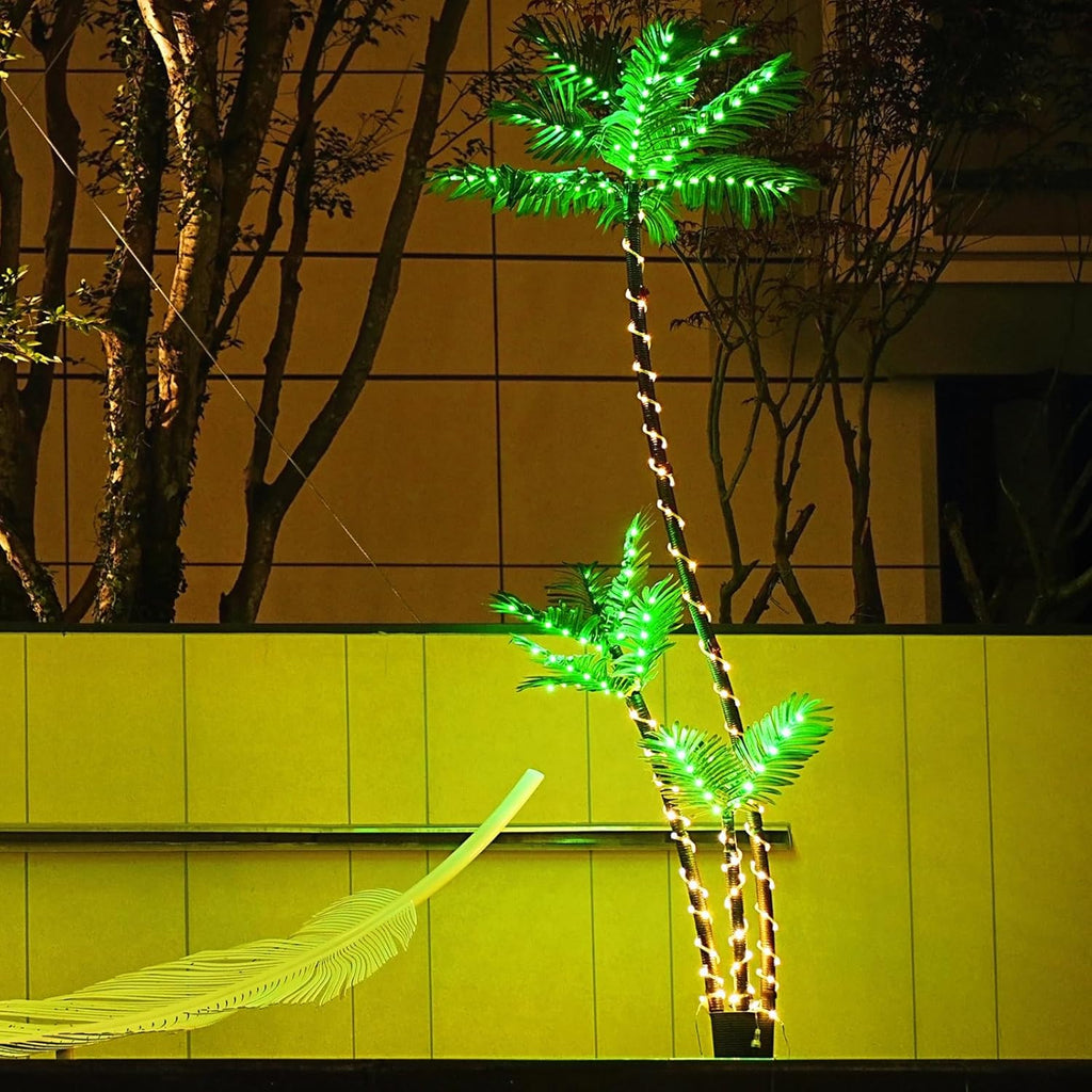 7FT Artificial Lighted Palm Trees with 260 LED Lighted Three Trunks P361198