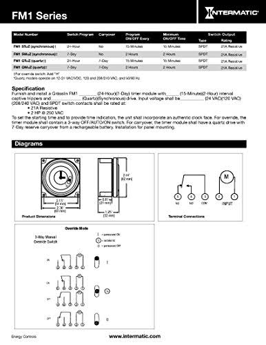 Electromechanical Timer, 7-Day, SPDT, 21A B478