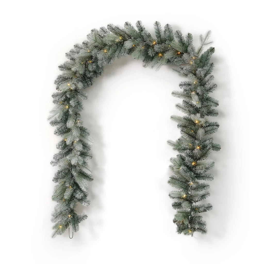 Blue Spruce 9ft Garland Pre-Lit with 50 Warm White LED Lights M186156