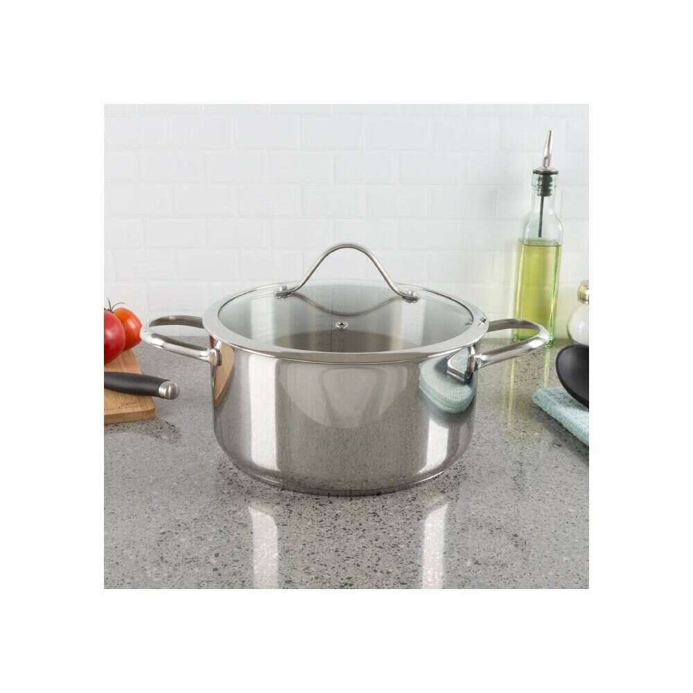 6 Quart Stainless Steel Stock Pot with Lid T569