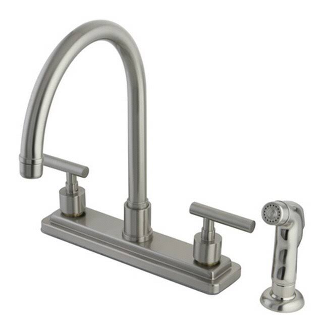 Satin Nickel 8-Inch Kitchen Faucet with Side Sprayer X6756