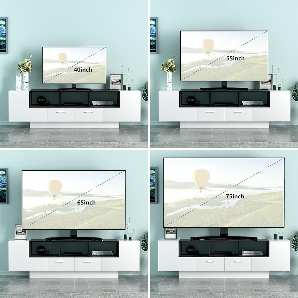 70 Inch Black & White Glossy TV Stand T89876