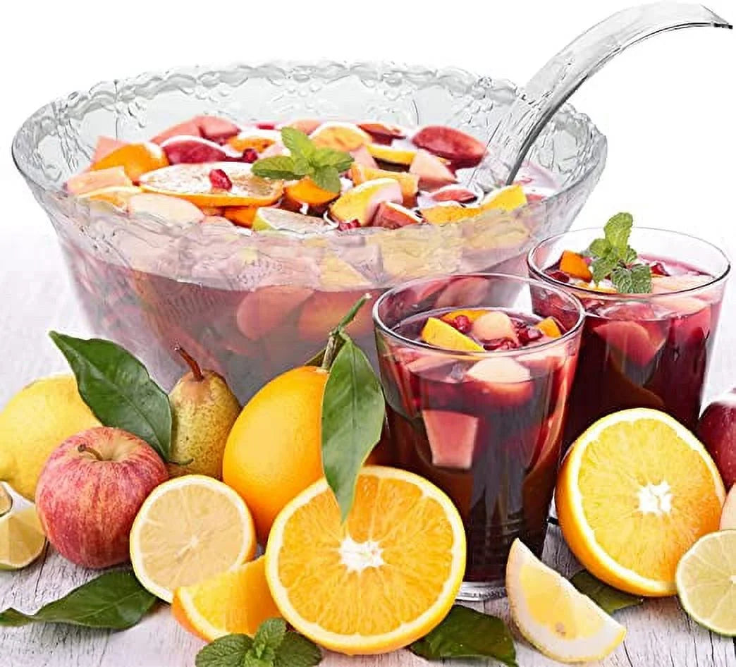 2 Gallon Clear Plastic Punch Bowl with Ladle T29878