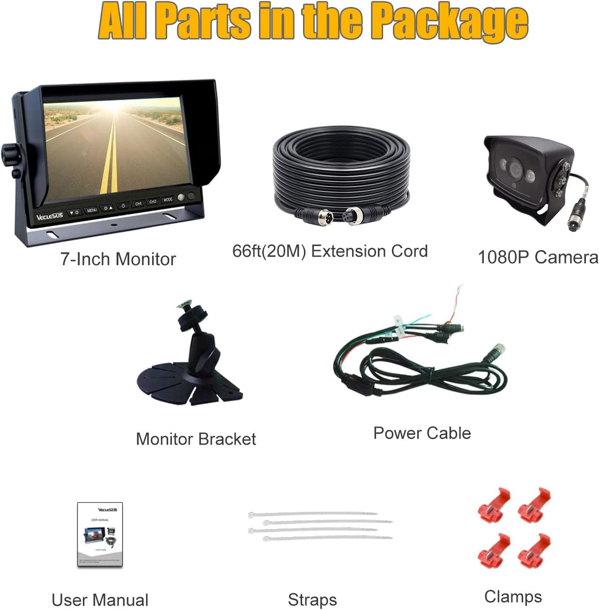 1080P HD Wired Backup Camera System with 7 IPS Monitor Y80068