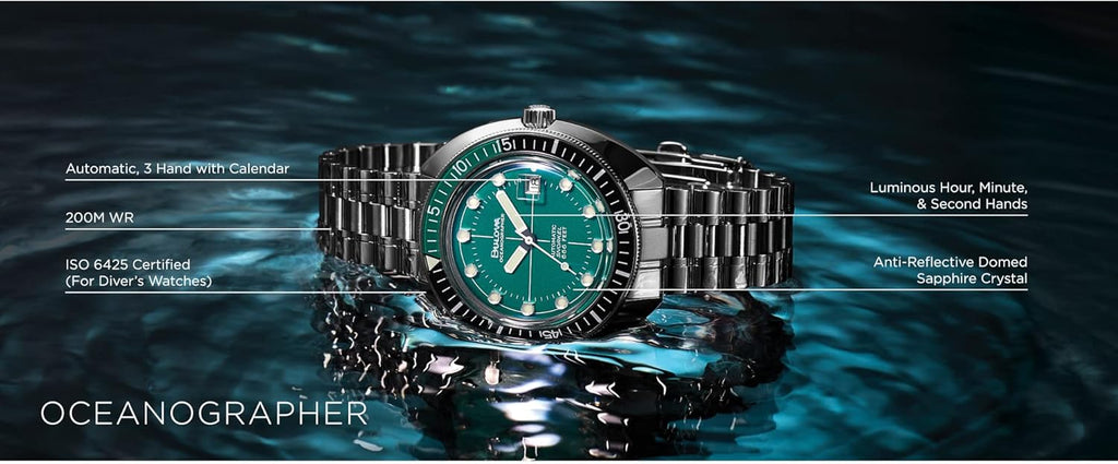 Men's Oceanographer Stainless Steel Automatic Watch, Green Dial C2483
