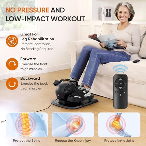 Under Desk Elliptical Machine, Electric Ellipse Leg Exerciser, Seated Pedal Exerciser T96454