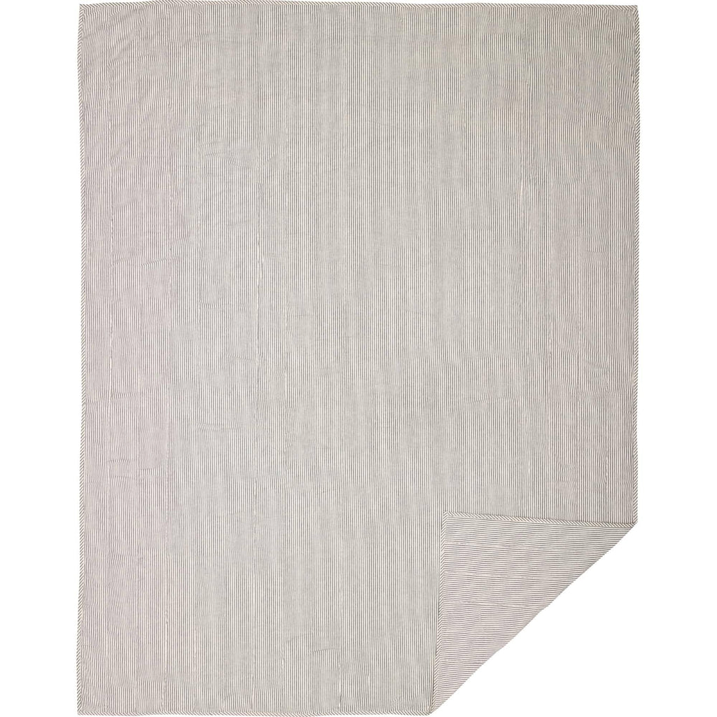 Blue Ticking Stripe Queen Quilt Coverlet U91668
