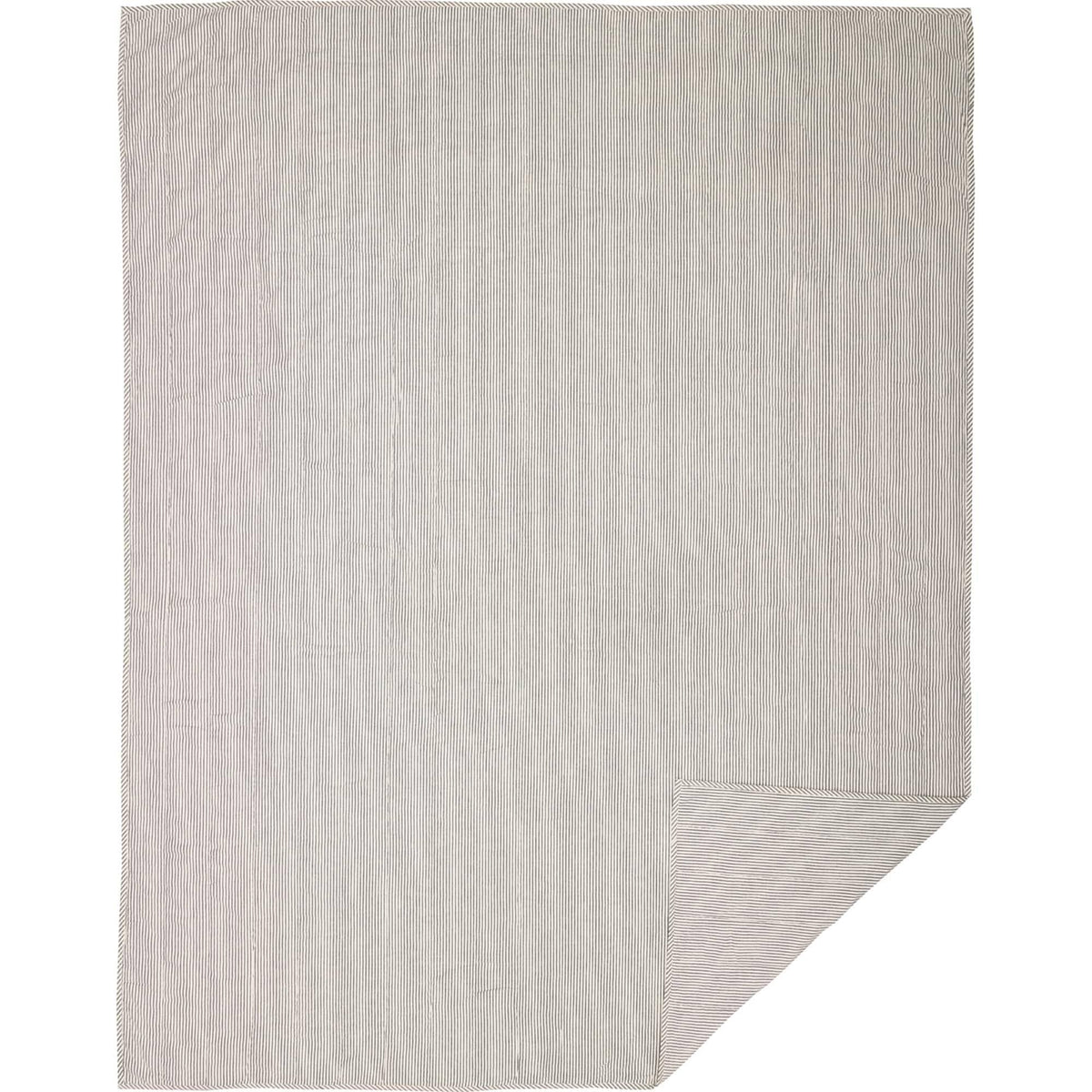 Blue Ticking Stripe Queen Quilt Coverlet U91668