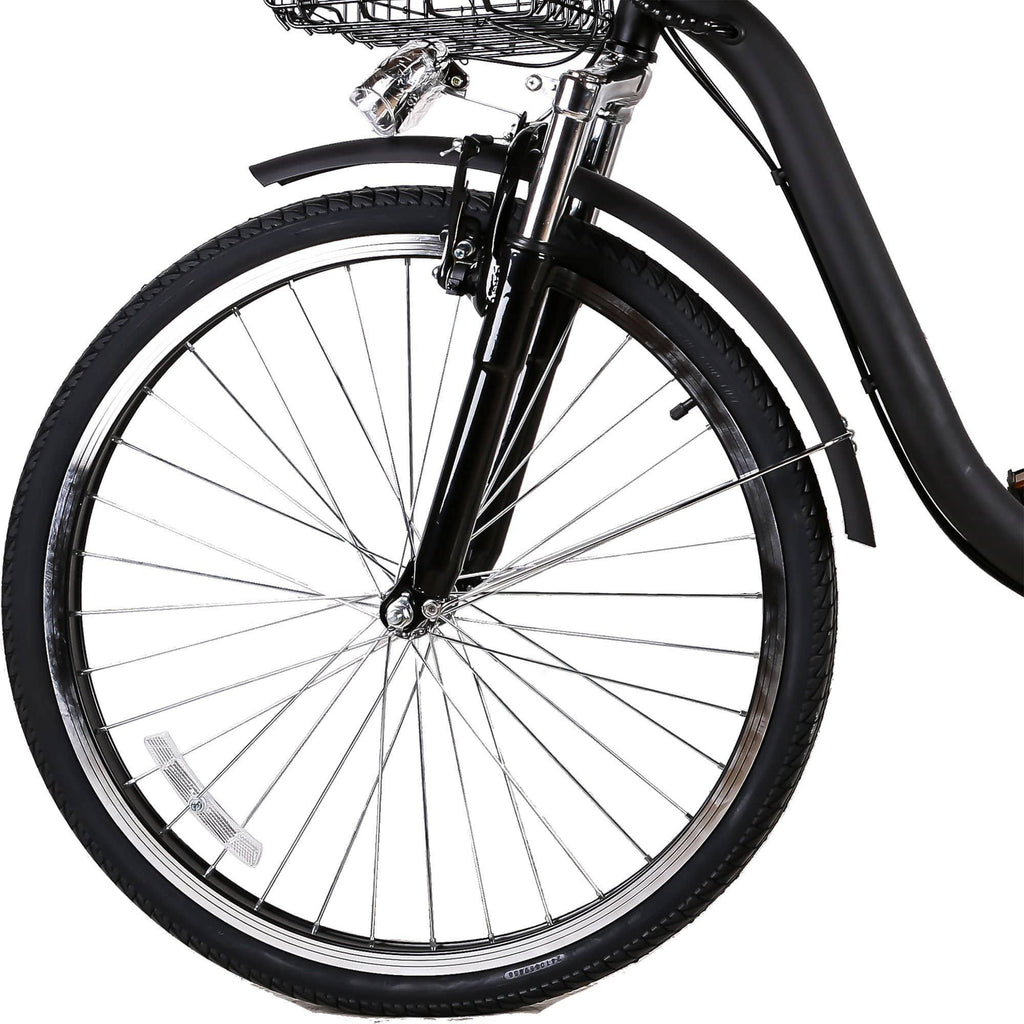 City Electric Bicycle 26x22 Camel Black with Plastic Basket U45887