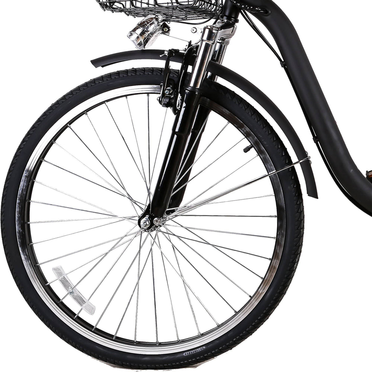 City Electric Bicycle 26x22 Camel Black with Plastic Basket U45887