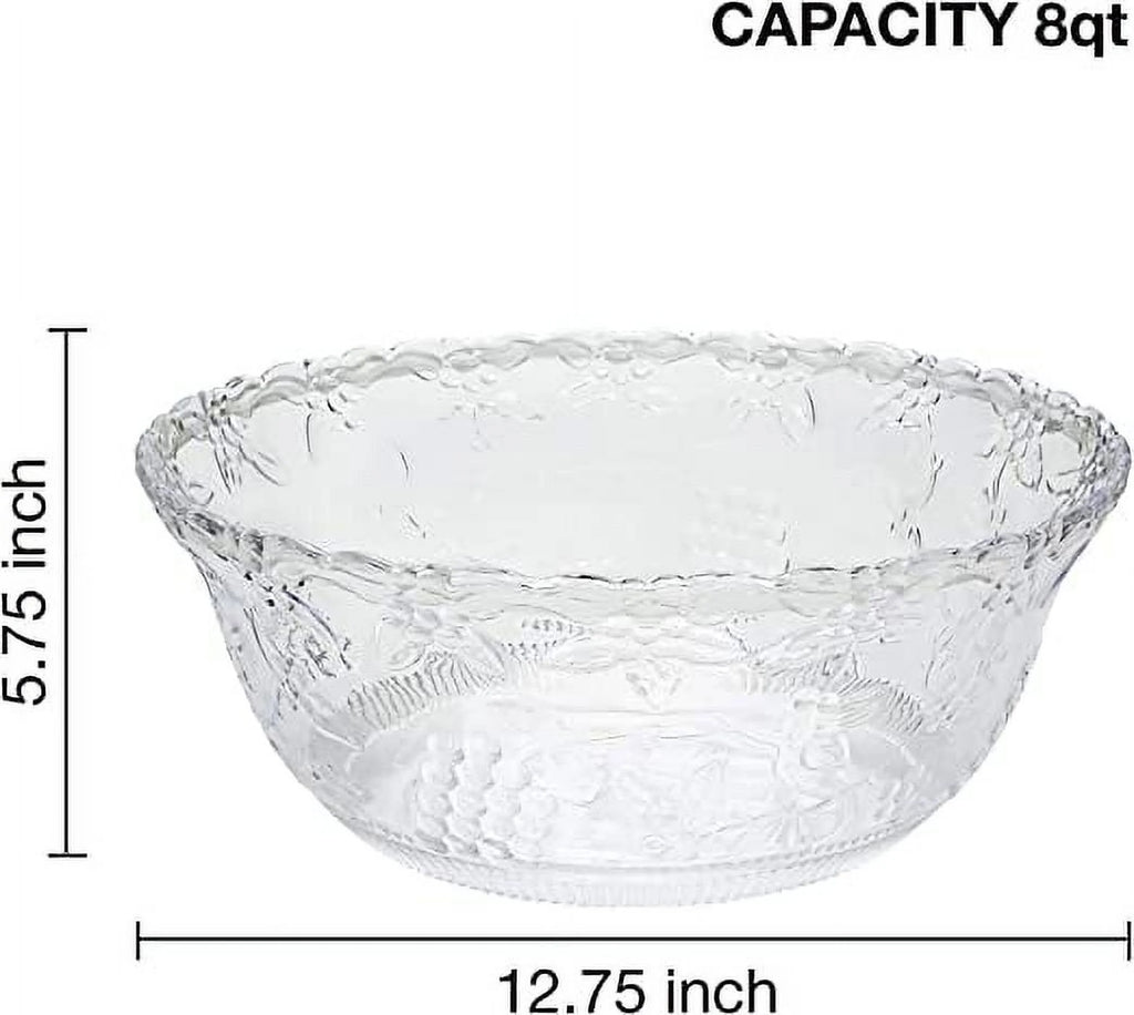 2 Gallon Clear Plastic Punch Bowl with Ladle T29878